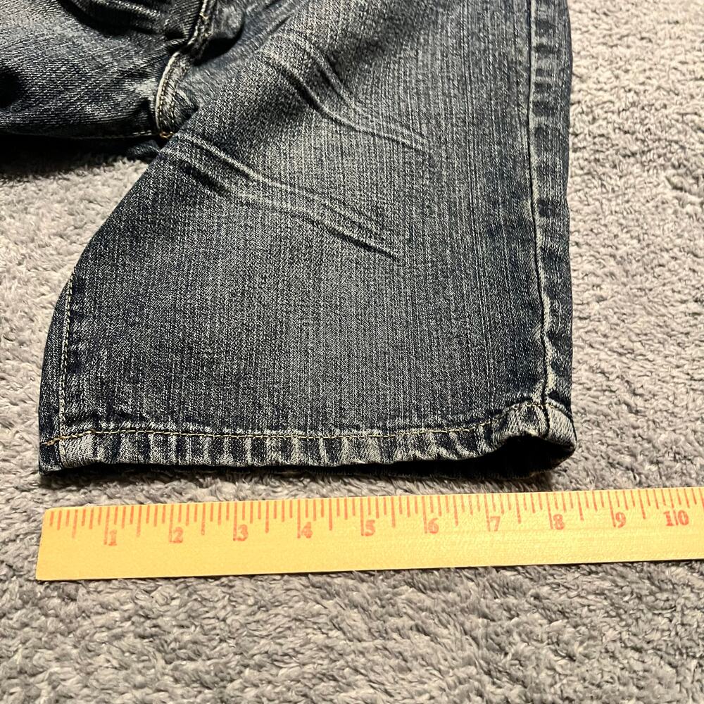 Agile Shorts Mens 34 Blue Denim Jean Shorts Jorts Cross Zipper Casual Grunge - Picture 6 of 10